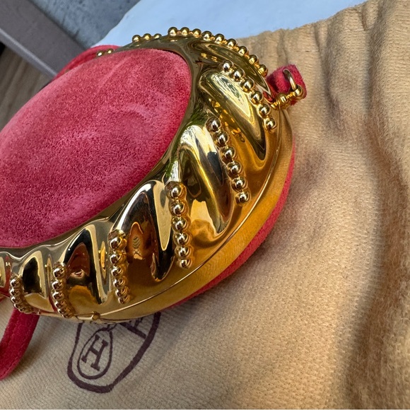 Hermès Oursin Minaudière Pochette Doblis Suede Leather Crossbody - Picture 8 of 16